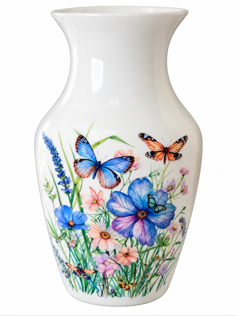 Handmade Butterfly Wildflower Floral Vase Colorful Spring Home Decor